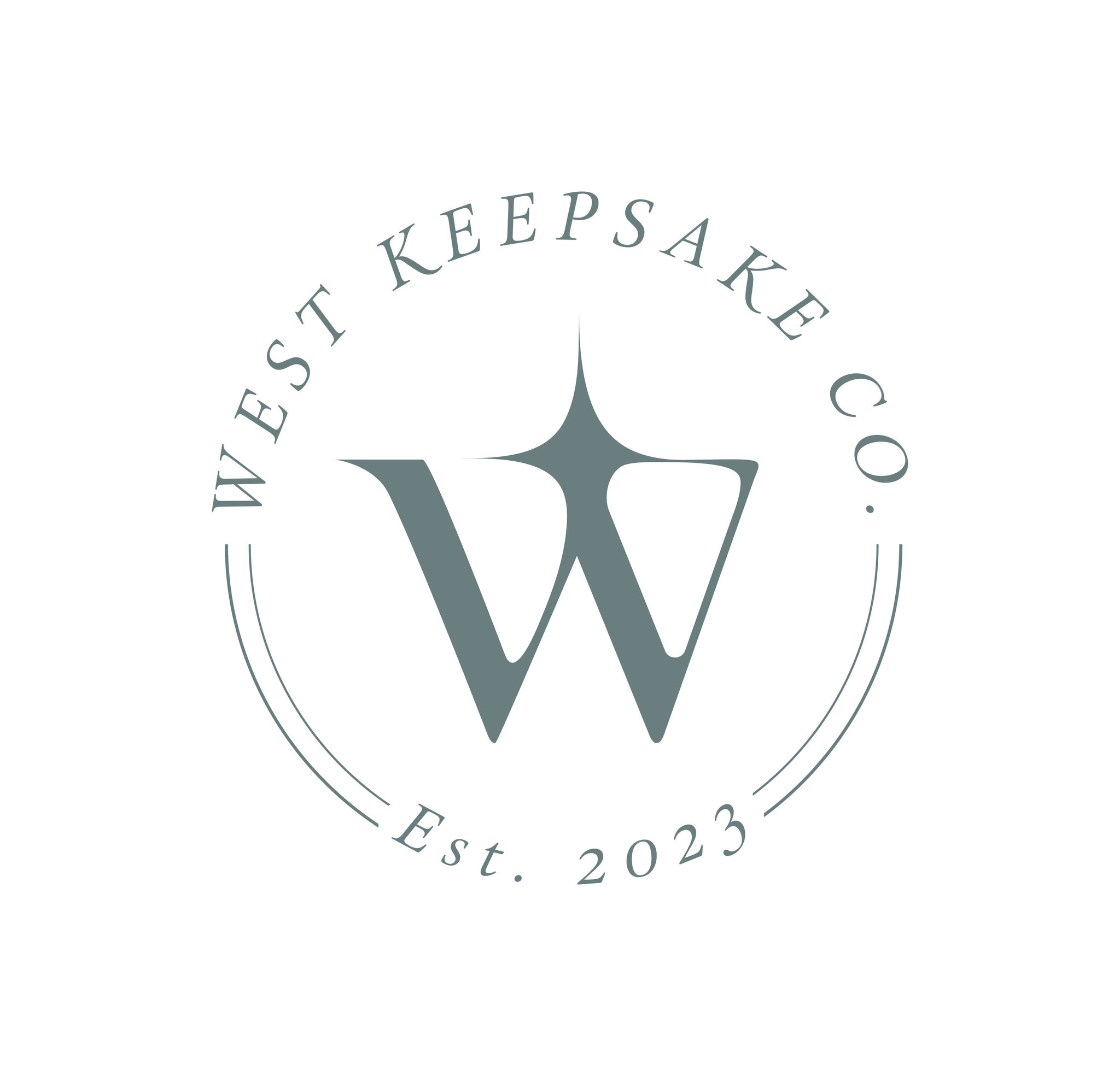 West Keepsake Co's logo of a capitol W with the name wrapped around. Established 2023.