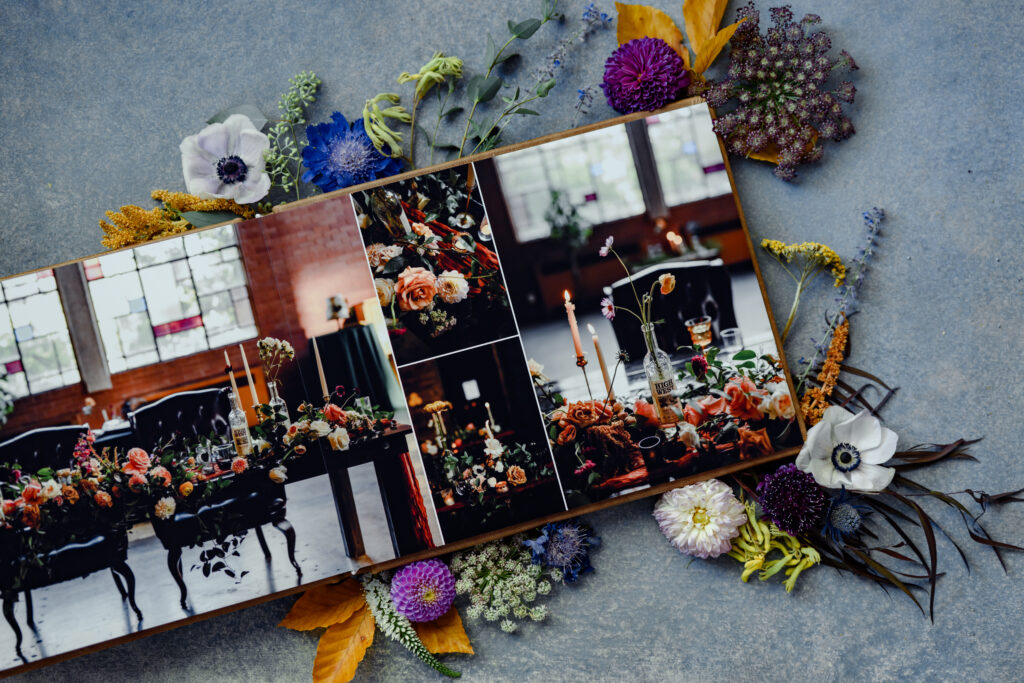 A dark candlelit scene in a RedTree photo album to show off the rich black colors.